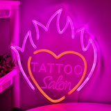 TONGER® Tattoo Heart With Fire Wall LED Neon Sign Light