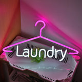 TONGER® Laundry With Clothes Hanger Wall LED Neon Sign Light