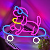 TONGER® Glasses-Wearing Skateboarding Dog Wall LED Neon Sign Light