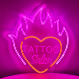 TONGER® Tattoo Heart With Fire Wall LED Neon Sign Light