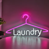 TONGER® Laundry With Clothes Hanger Wall LED Neon Sign Light