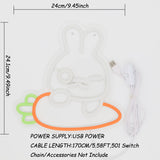 TONGER® Rabbit Carrot Wall LED Neon Sign Light