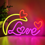 TONGER® Love With Moon Wall LED Neon Sign Light