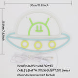 TONGER® Alien in UFO Wall LED Neon Sign Light