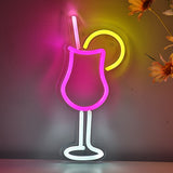 TONGER® Hurricane Cocktail Juice Glass With Lemon Wall LED Neon Sign Light