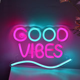 TONGER® Good Vibes With Wave  Wall LED Neon Sign Light
