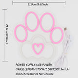 TONGER® Cat Paw Wall LED Neon Sign Light