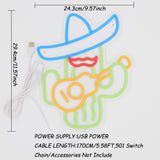 TONGER® Cactus With Cowboy Hat Guitar Wall LED Neon Sign Light