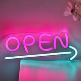 TONGER® Open With Arrow Wall LED Neon Sign Light