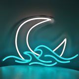 TONGER® Moon With Wave Wall LED Neon Sign Light