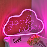 TONGER® Good vibes with Cloud Shape Wall LED Neon Sign Light