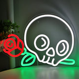 TONGER® Skull With Rose Flower Wall LED Neon Sign Light