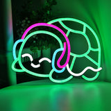 TONGER® Turtle with Headphones Wall LED Neon Sign Light