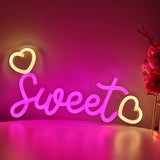 TONGER® Cute Pink Sweet With Double Heart Wall LED Neon Sign Light