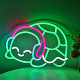 TONGER® Turtle with Headphones Wall LED Neon Sign Light