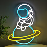 TONGER® Astronaut Sit on Earth Wall LED Neon Sign Light