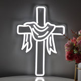 TONGER® Cross With Jesus Cloth Wall LED Neon Sign Light