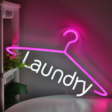 TONGER® Laundry With Clothes Hanger Wall LED Neon Sign Light