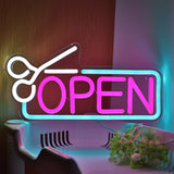 TONGER® Hair Salon Sissors With Open Wall LED Neon Sign Light