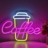 TONGER® Coffee With Cup Wall LED Neon Sign Light