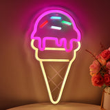 TONGER® Ice-cream Cone With Sugar Sprinkles Wall LED Neon Sign Light
