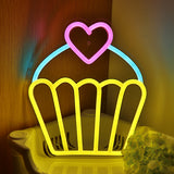 TONGER® Pink Heart Cup Cake Muffin Wall LED Neon Sign Light