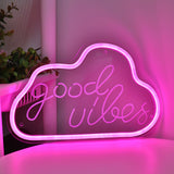 TONGER® Good vibes with Cloud Shape Wall LED Neon Sign Light