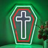 TONGER® Cross Coffin Wall LED Neon Sign Light
