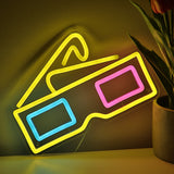 TONGER® 3D Cinema Glasses Wall LED Neon Sign Light