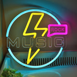 TONGER® Rock Music With Lightning Wall LED Neon Sign Light