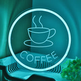 TONGER® Coffee Cup With Circle Wall LED Neon Sign Light