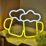 TONGER® Double Beer Cup Shape Wall LED Neon Sign Light