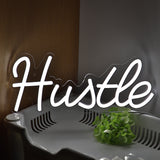 TONGER® White Hustle Wall LED Neon Sign Light