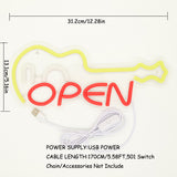 TONGER® Guitar With Open Wall LED Neon Sign Light