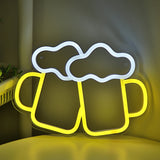 TONGER® Double Beer Cup Shape Wall LED Neon Sign Light