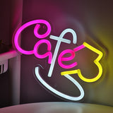 TONGER® Letter Cafe With Cofffee Cup Wall LED Neon Sign Light