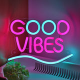 TONGER® Good Vibes With Wave  Wall LED Neon Sign Light