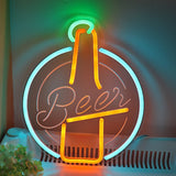 TONGER® Circle With Beer Bottle Wall LED Neon Sign Light