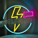 TONGER® Rock Music With Lightning Wall LED Neon Sign Light