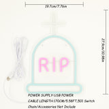 TONGER® Tombstone With R I P Cross Wall LED Neon Sign Light For Halloween Decoration