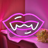 TONGER® Bloodsucker Vampire Lips With Shaped Teeth Haloween Wall LED Neon Sign Light