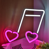 TONGER® Heart Music Symbol Wall LED Neon Sign Light