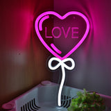 TONGER® Heart Balloon With Curving Love  Wall LED Neon Sign Light