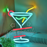 TONGER® Cocktails Glass Shape With Cherry Wall LED Neon Sign Light