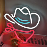 TONGER® Cowboy Hat With Mask Wall LED Neon Sign Light