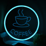 TONGER® Coffee Cup With Circle Wall LED Neon Sign Light