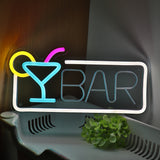 TONGER® Bar With Cocktails Wall LED Neon Sign Light
