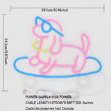 TONGER® Glasses-Wearing Skateboarding Dog Wall LED Neon Sign Light
