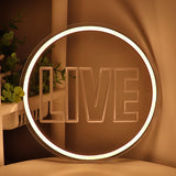 TONGER® LIVE With Round Circle Wall LED Neon Sign Light