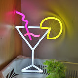 TONGER® Cocktail Glass Wall LED Neon Sign Light